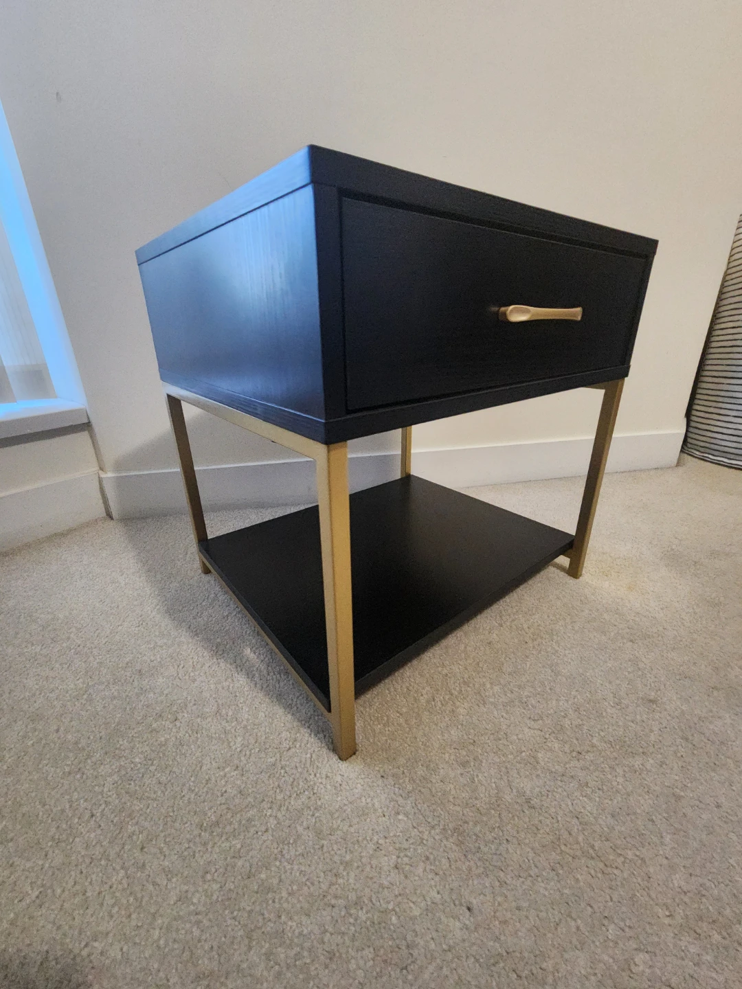 1 Black Drawer Nightstand with Gold Hardware (Set of 2) - photo 4