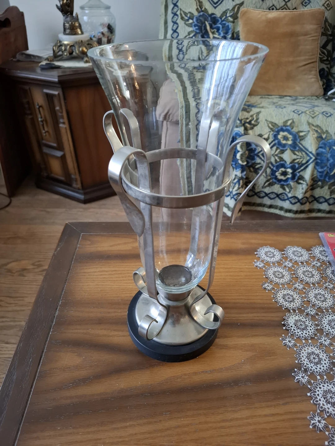 Glass and Metal Vase Holder