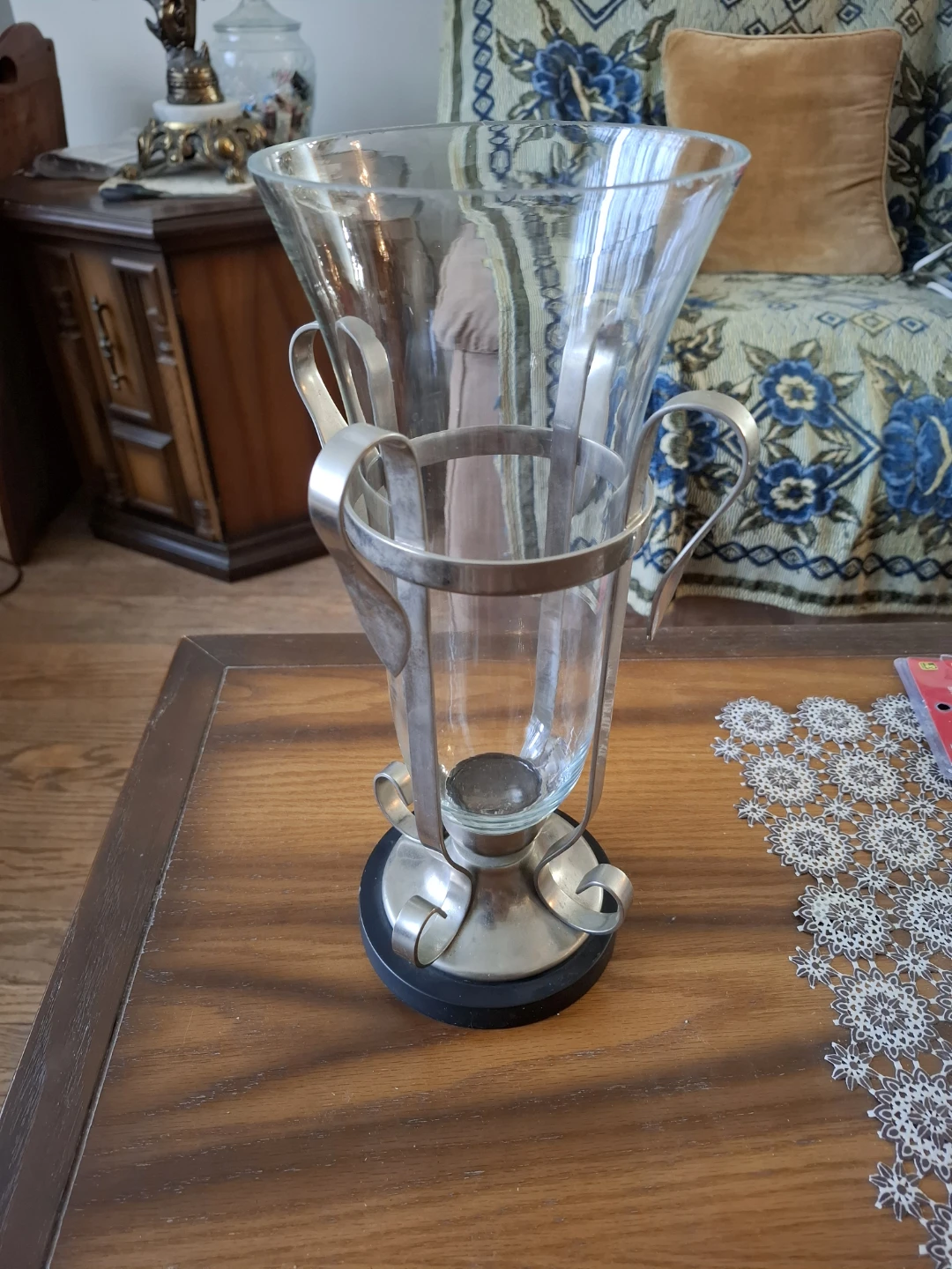 Glass and Metal Vase Holder - photo 2