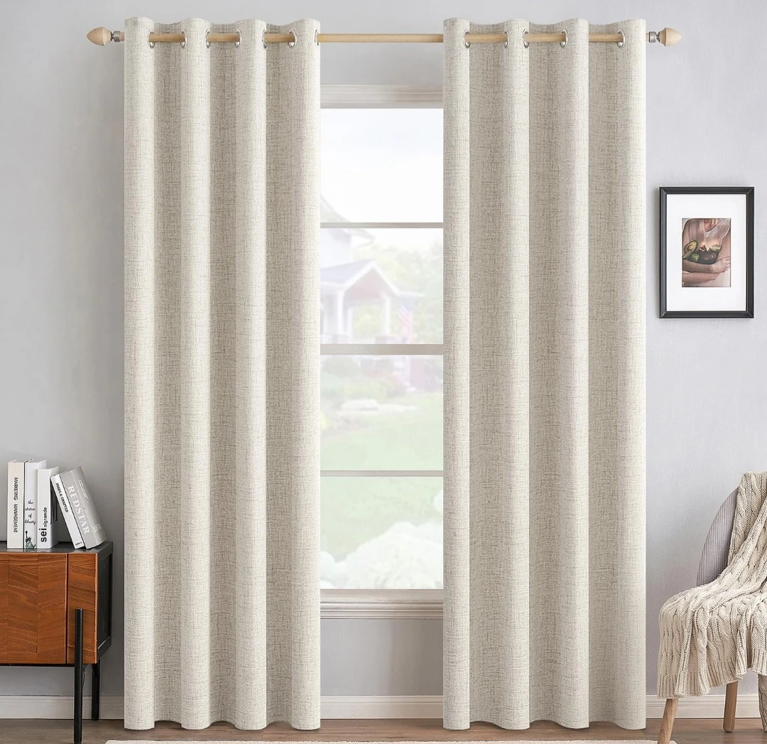 Heavy-duty 100% Blackout Faux Linen Curtains