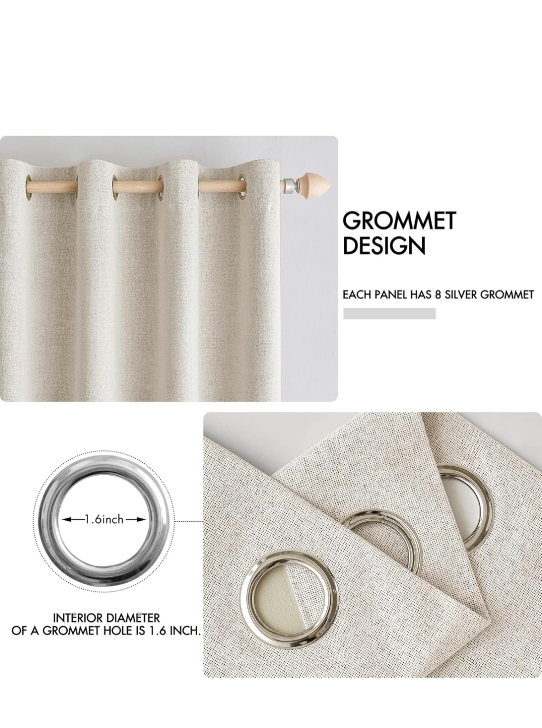 Heavy-duty 100% Blackout Faux Linen Curtains - photo 4