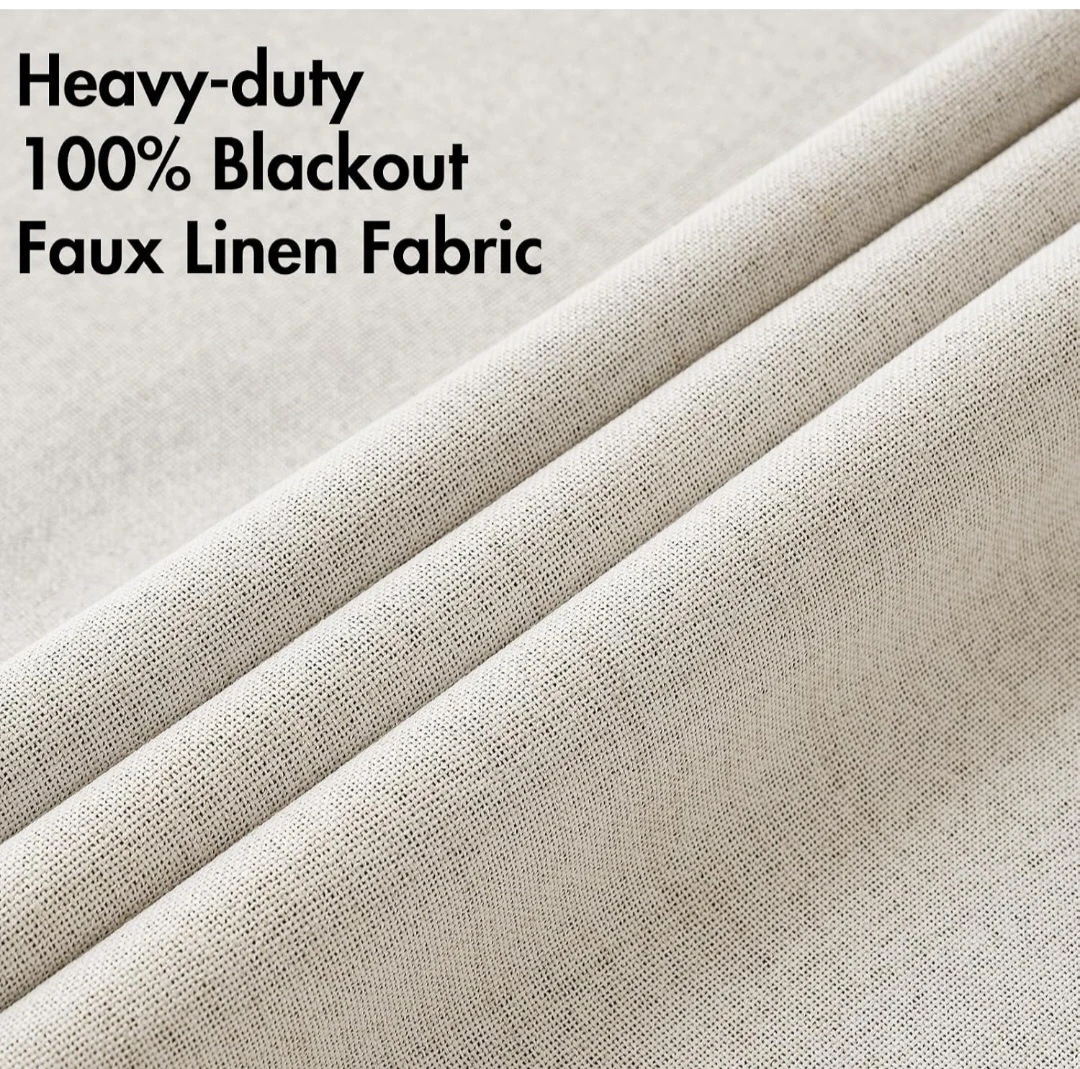 Heavy-duty 100% Blackout Faux Linen Curtains - photo 5