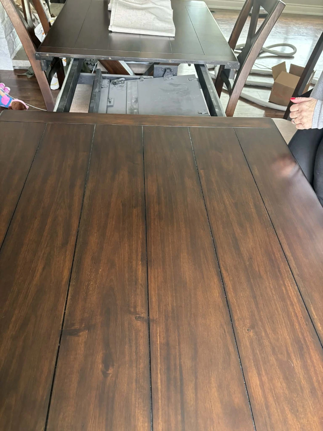 Dark Wood Dining Table with hidden Extension - photo 3