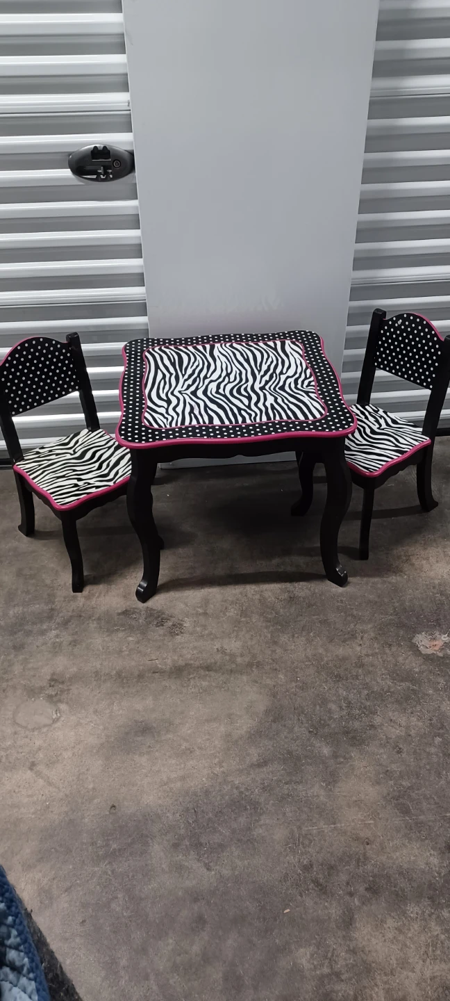 Kids Zebra Print Table and Chairs Set