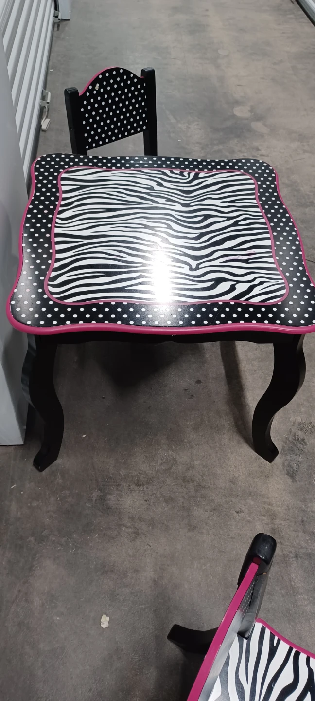 Kids Zebra Print Table and Chairs Set - photo 2