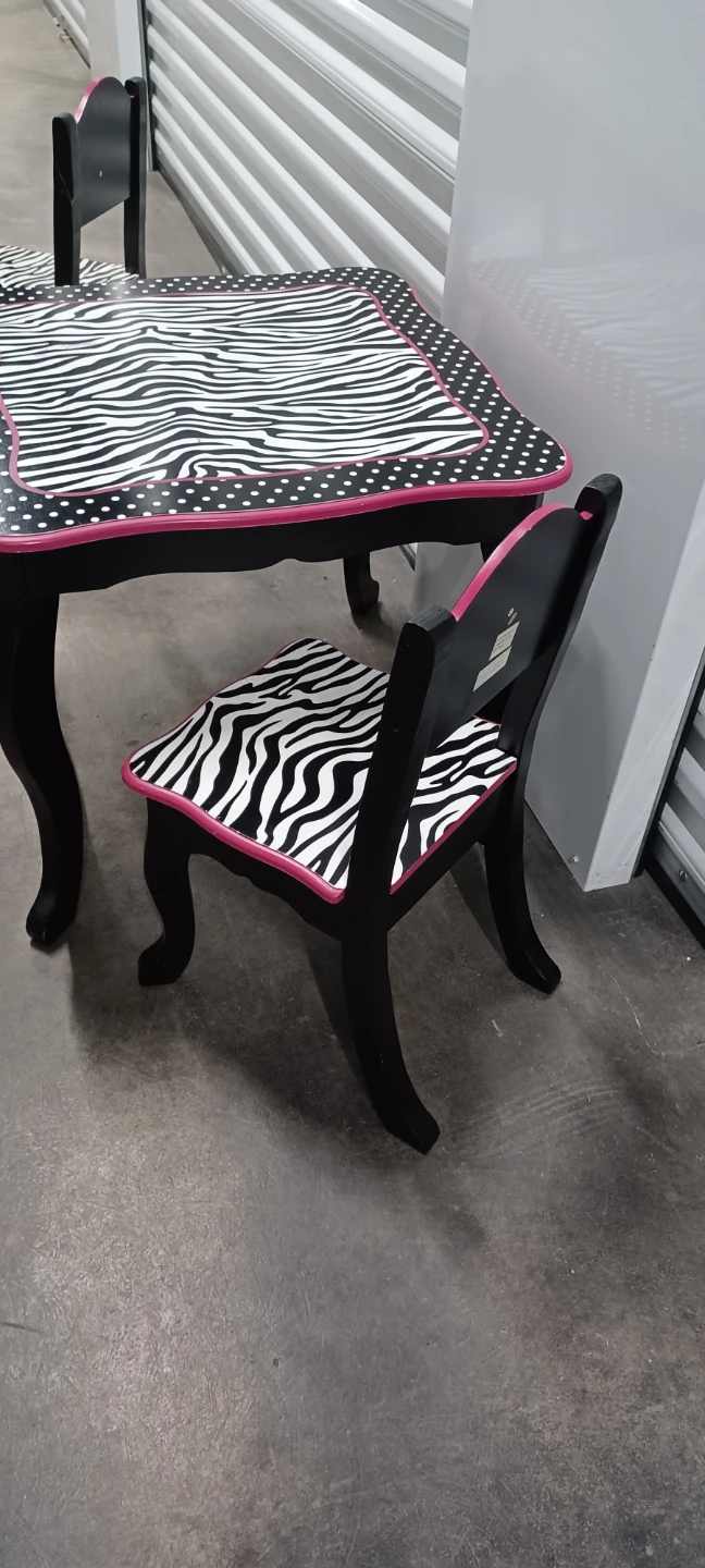 Kids Zebra Print Table and Chairs Set - photo 3