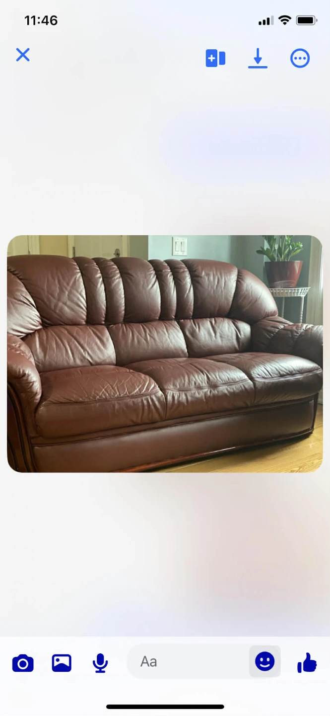 Brown Leather Loveseat and Armchair Set - photo 3