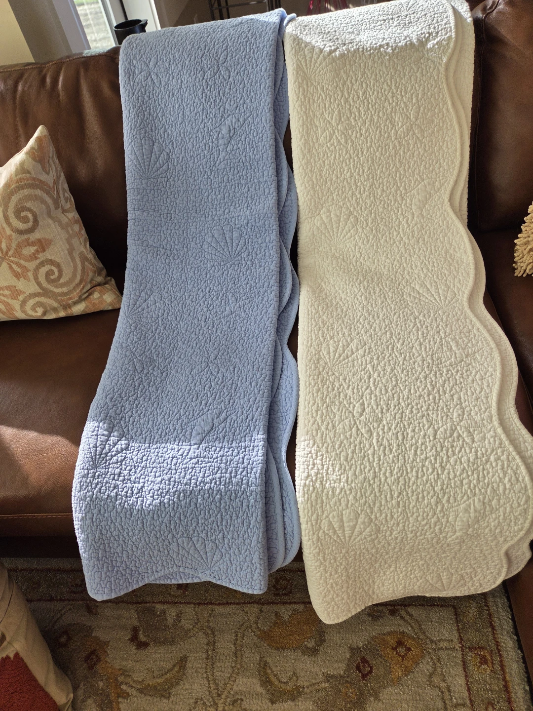 Bed Coverlet or Throw- Blue and White