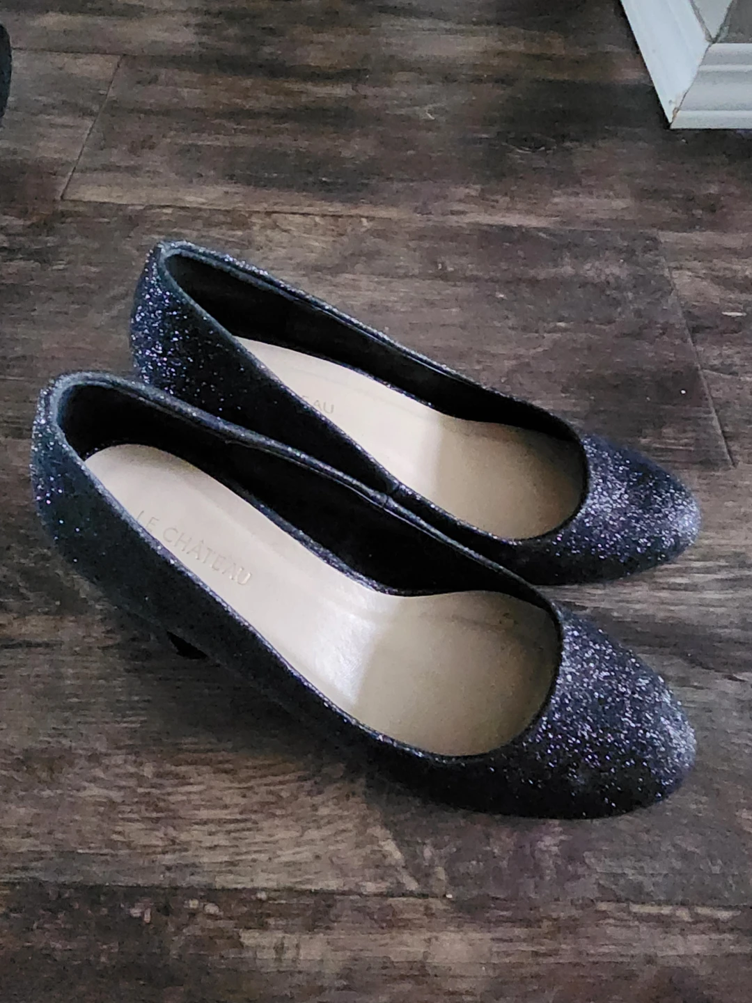 Le Château Glitter Block Heel Pumps 7.5