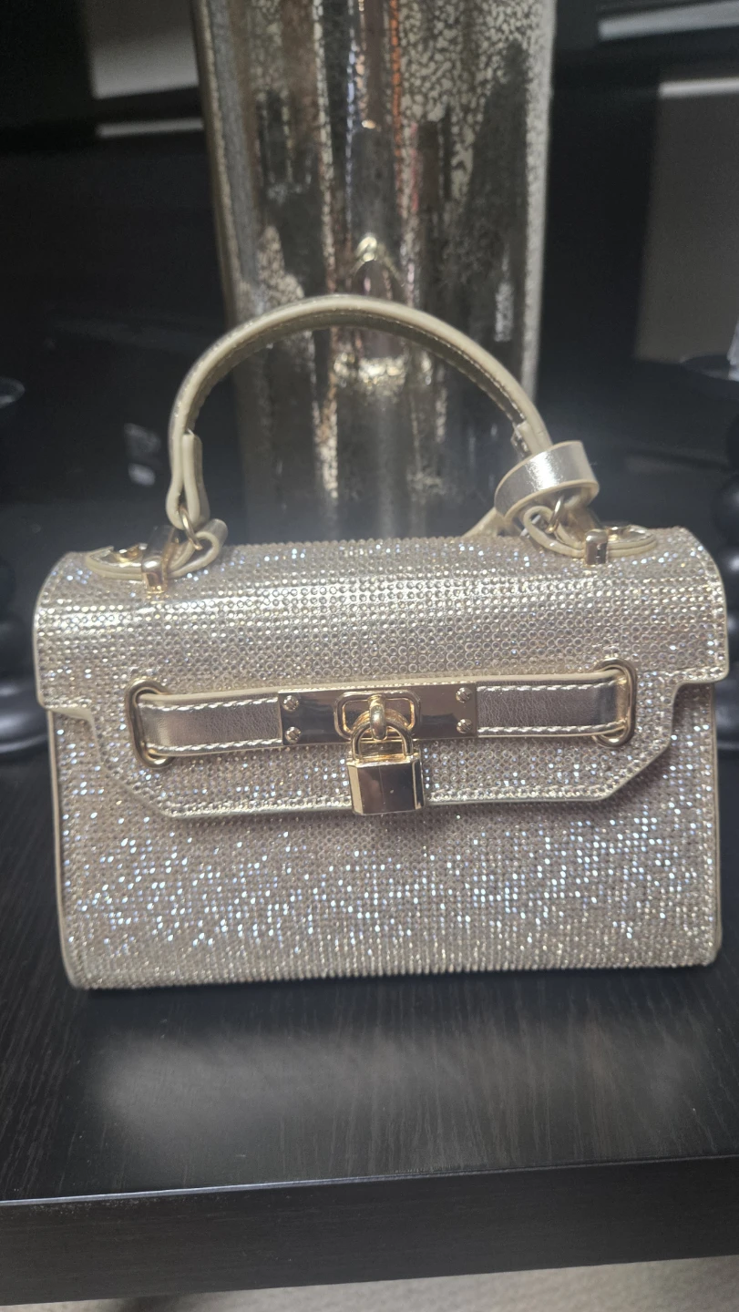 ALDO Gold Sparkle Handbag with Lock Detail