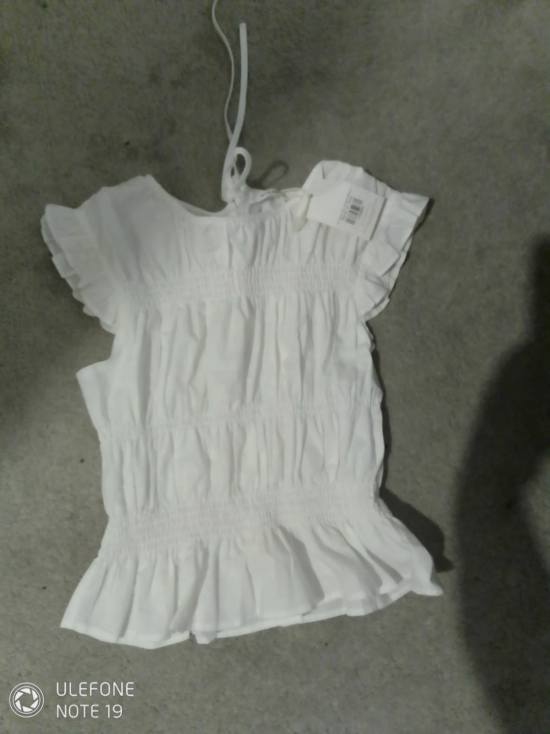White Smocked Peplum Top - photo 2