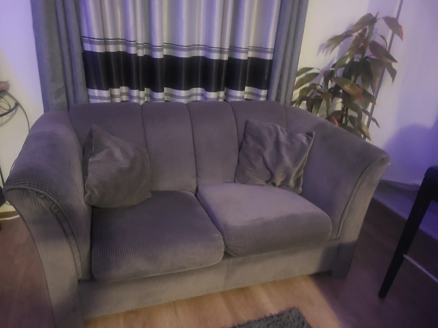 Grey Sofa with Ribbed Fabric