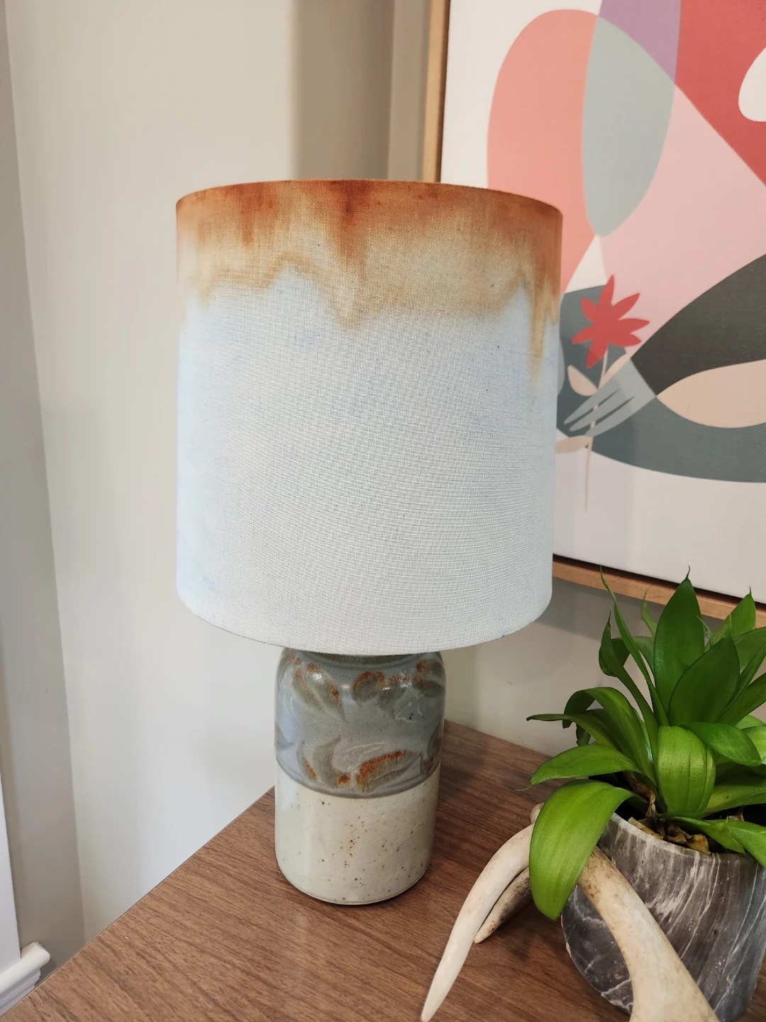 VINTAGE Ceramic Table Lamp with Ombre Shade - photo 2