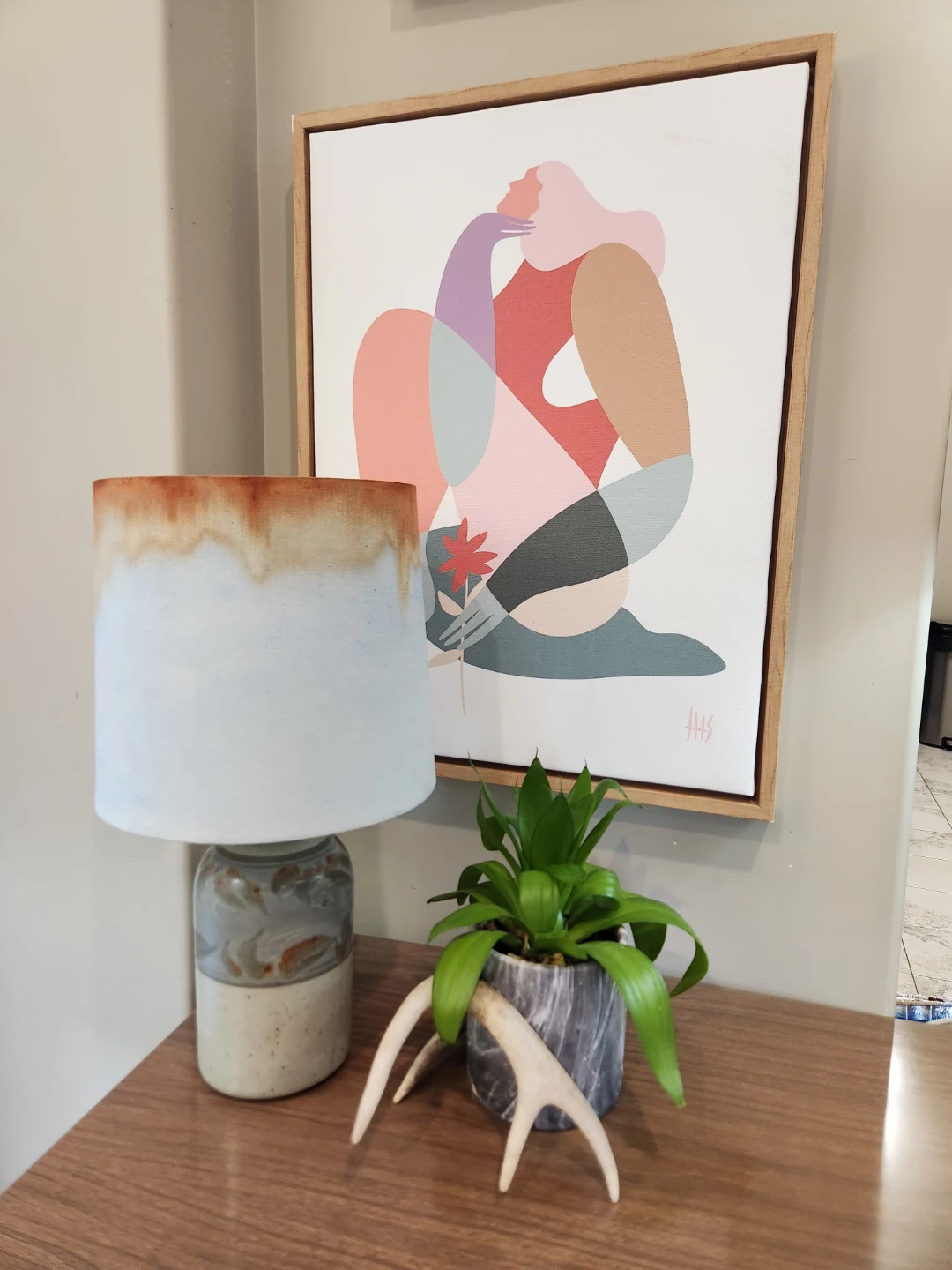 VINTAGE Ceramic Table Lamp with Ombre Shade - photo 4