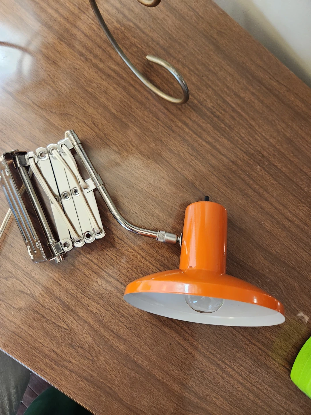 Vintage Scandinavian Orange Scissor wall or desk  Lamp - photo 2