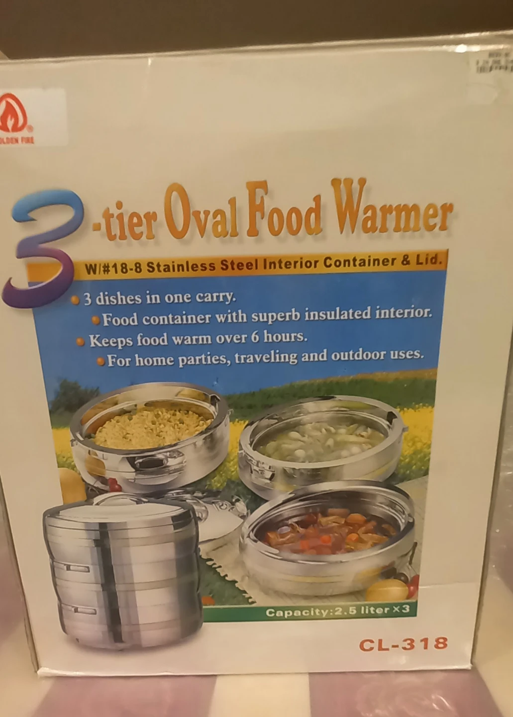 Golden Fire 3-Tier Oval Food Warmer - photo 4