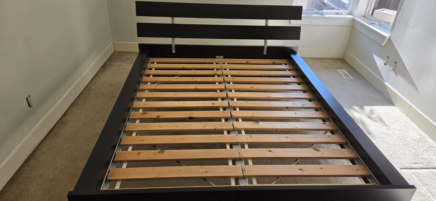 Brown Queen Bed Frame with Slats