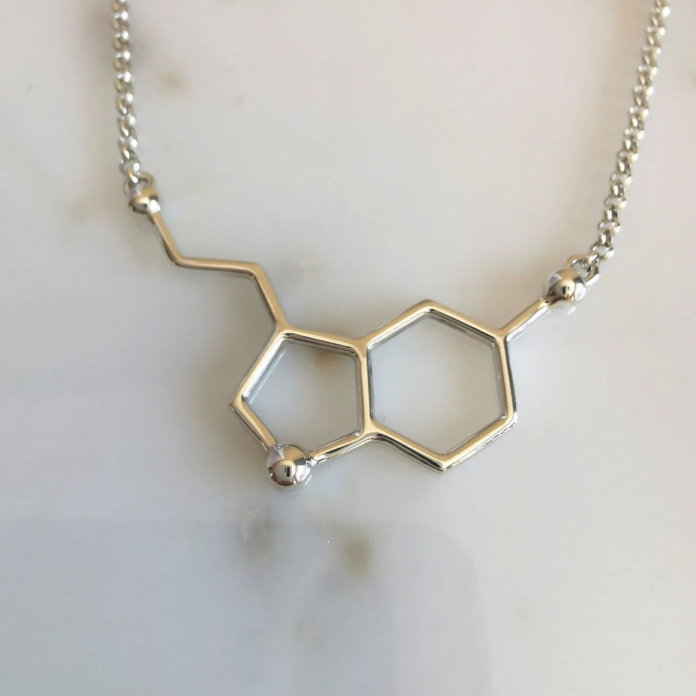 Sterling Silver .925 Serotonin Molecule Necklace