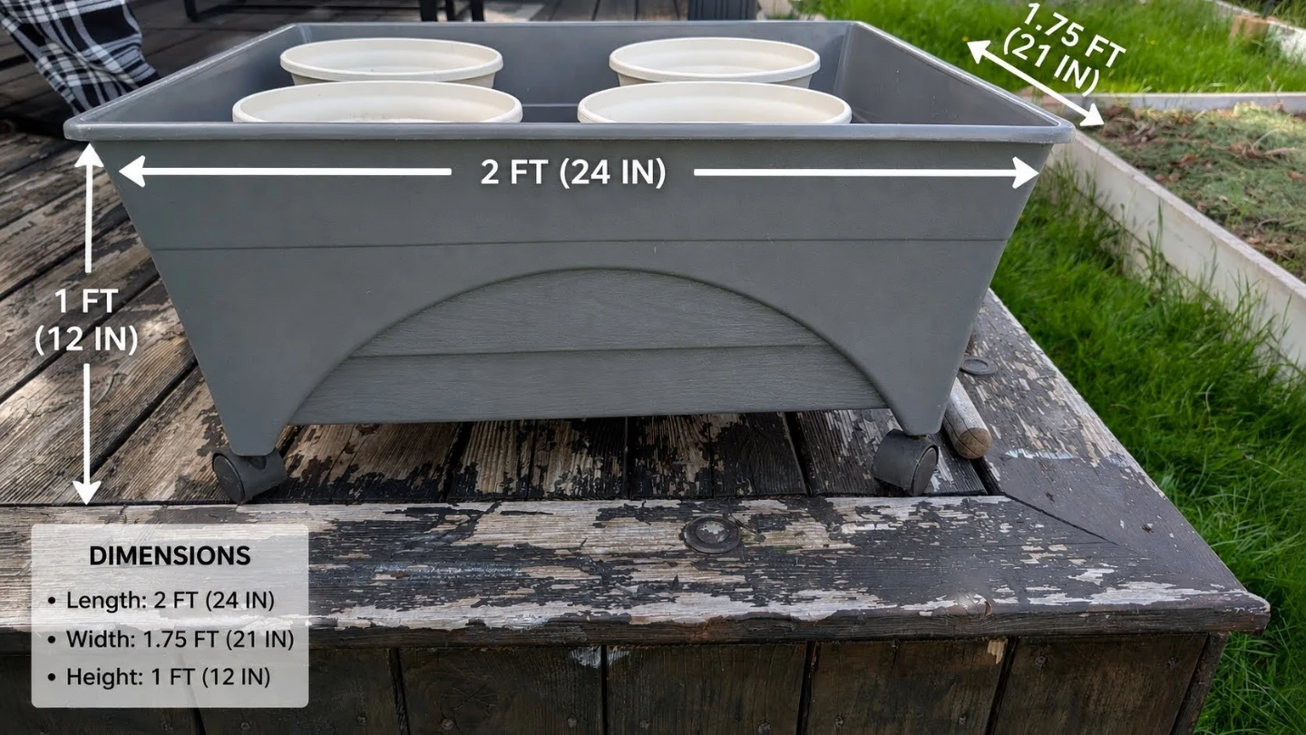 Grey Planter Box with 4 Pots on Wheels - photo 4
