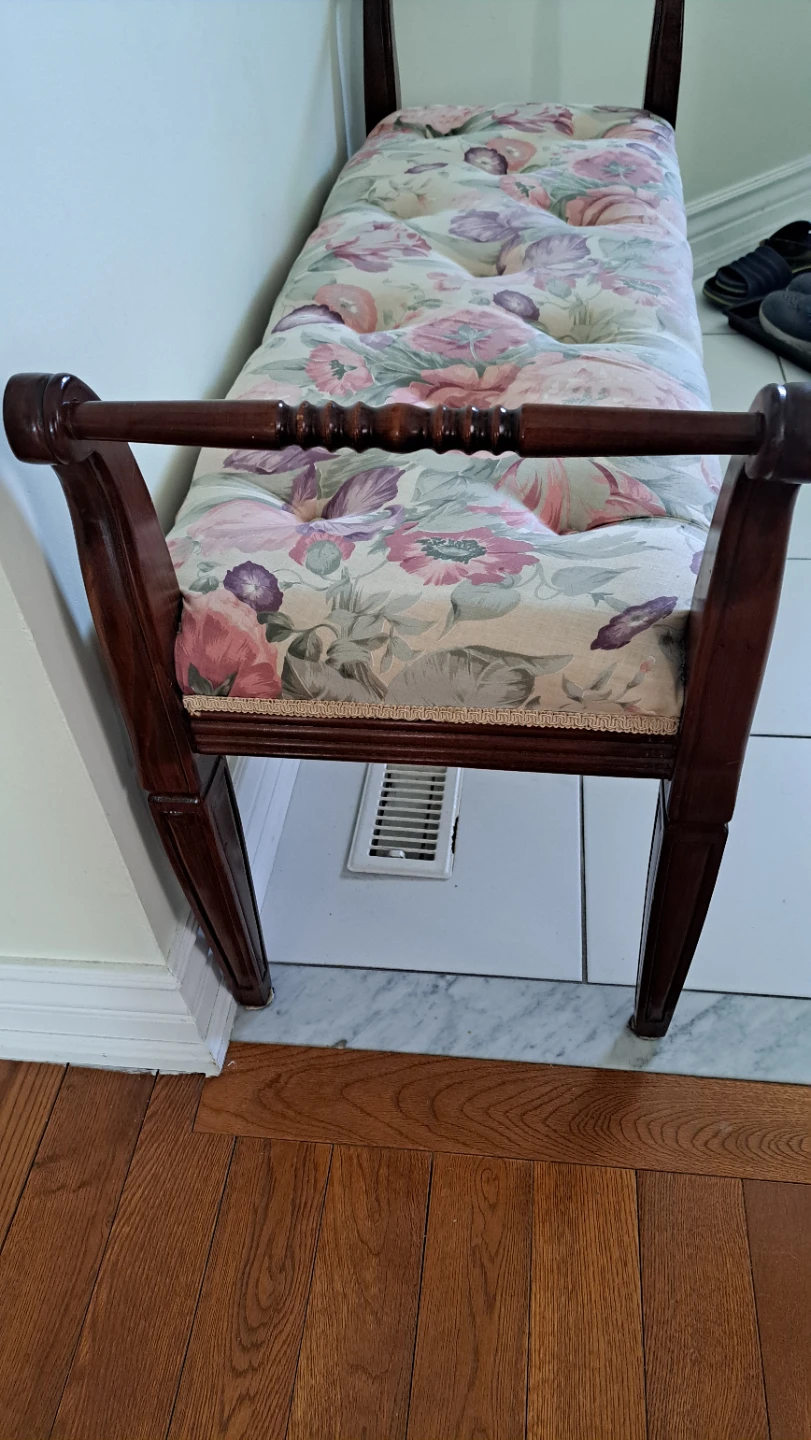 Padded Upholstered Bench with Floral Fabric - photo 2