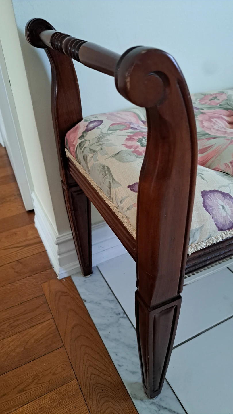 Padded Upholstered Bench with Floral Fabric - photo 3