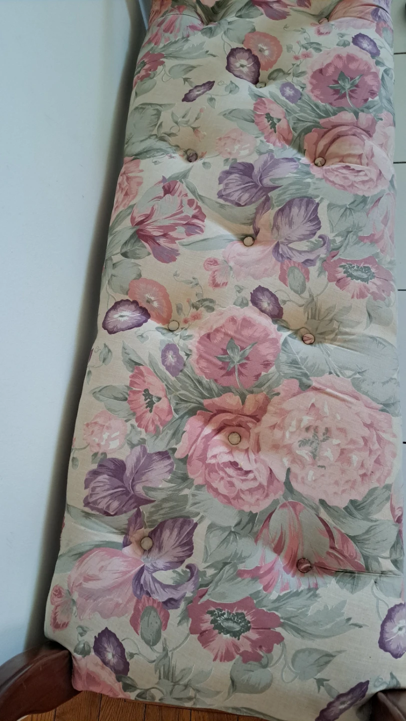 Padded Upholstered Bench with Floral Fabric - photo 4