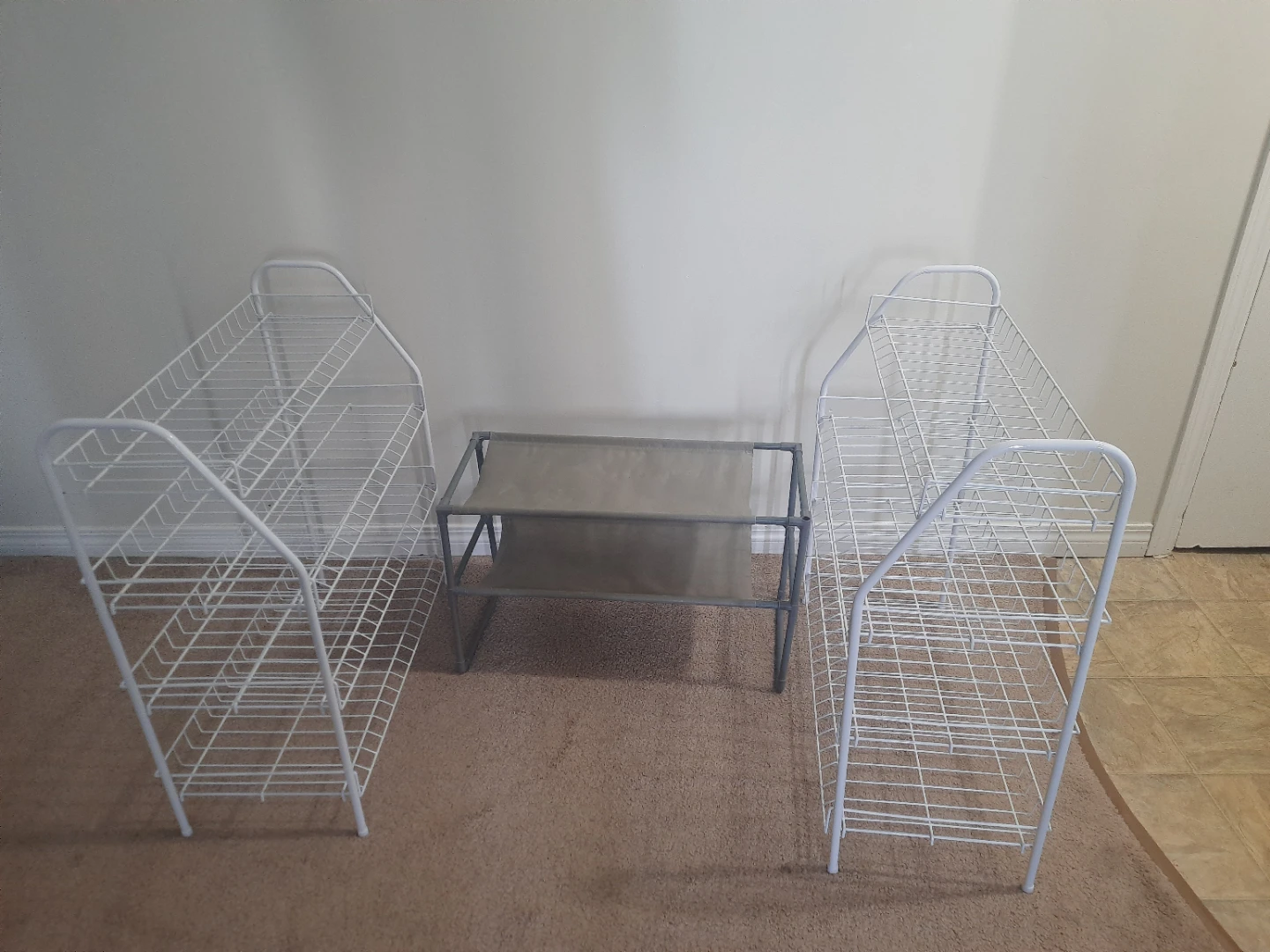 3-Tier Wire Shoe Rack & 2-Tier Fabric Shelf Set - photo 2