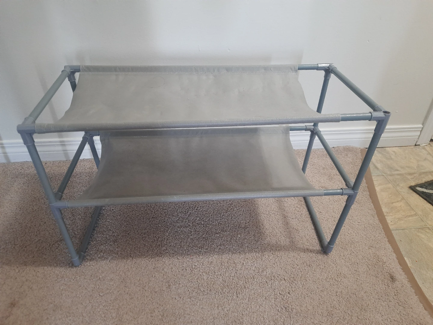 3-Tier Wire Shoe Rack & 2-Tier Fabric Shelf Set - photo 4