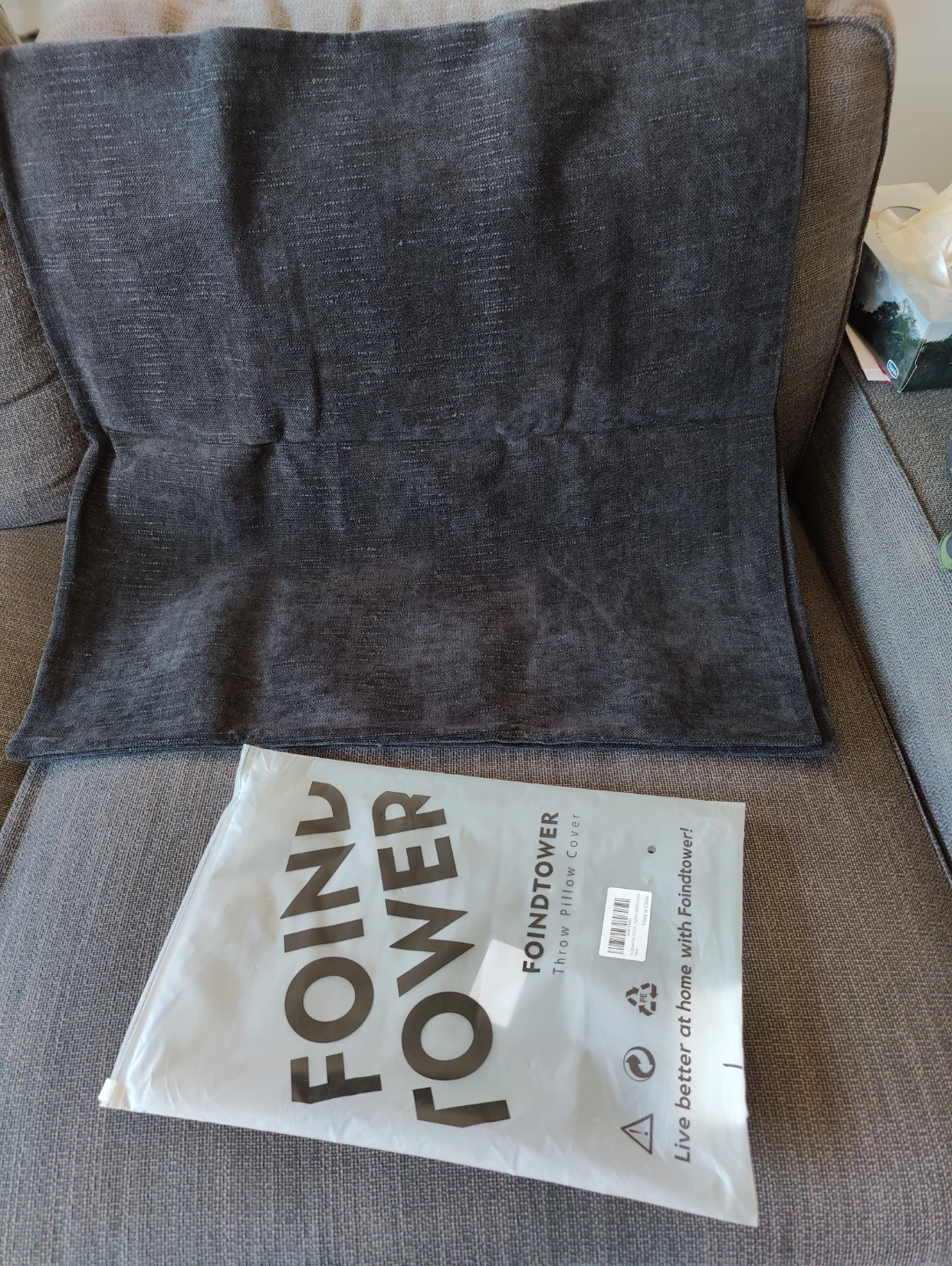 Foindtower Pack of 2 Throw Pillow Covers - 26x26 Inch, Black - photo 5