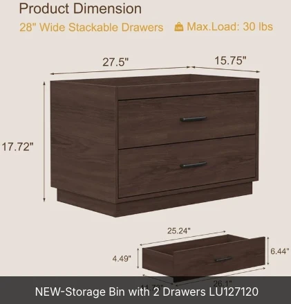 Storage Bin with 2 Drawers - photo 2