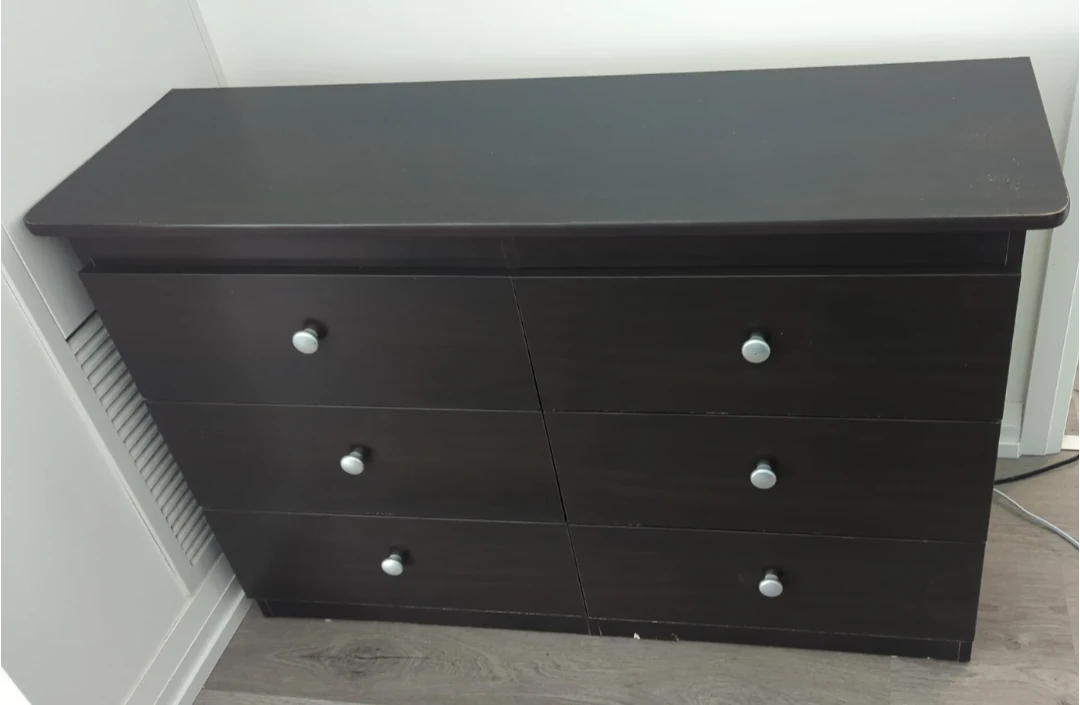 Dark Brown Six-Drawer Dresser