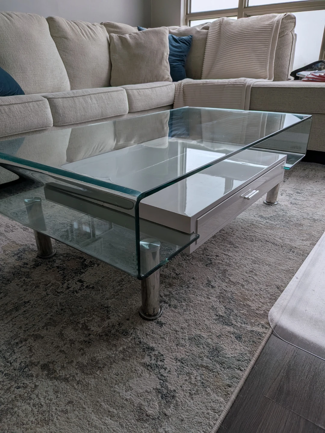 Glass coffee table with drawer - photo 2