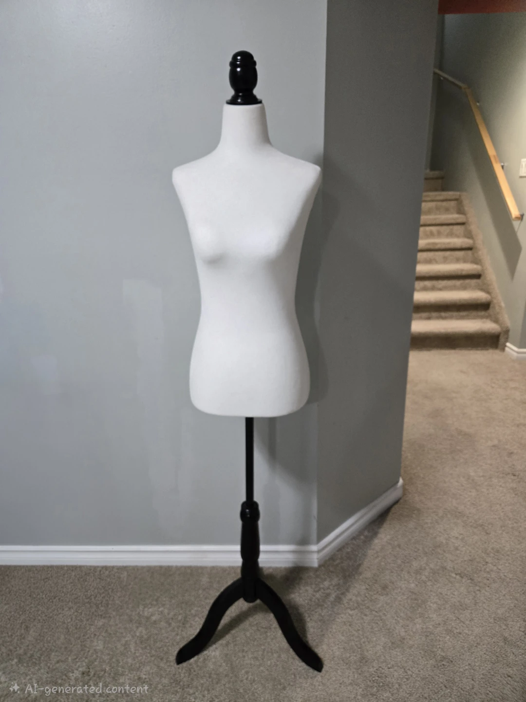 White Female Dress Form Mannequin with Black Base
