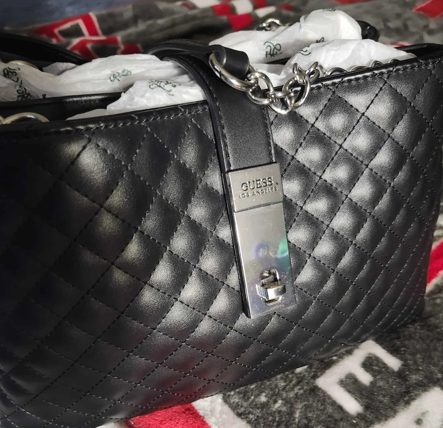 Guess Black Quilted Handbag