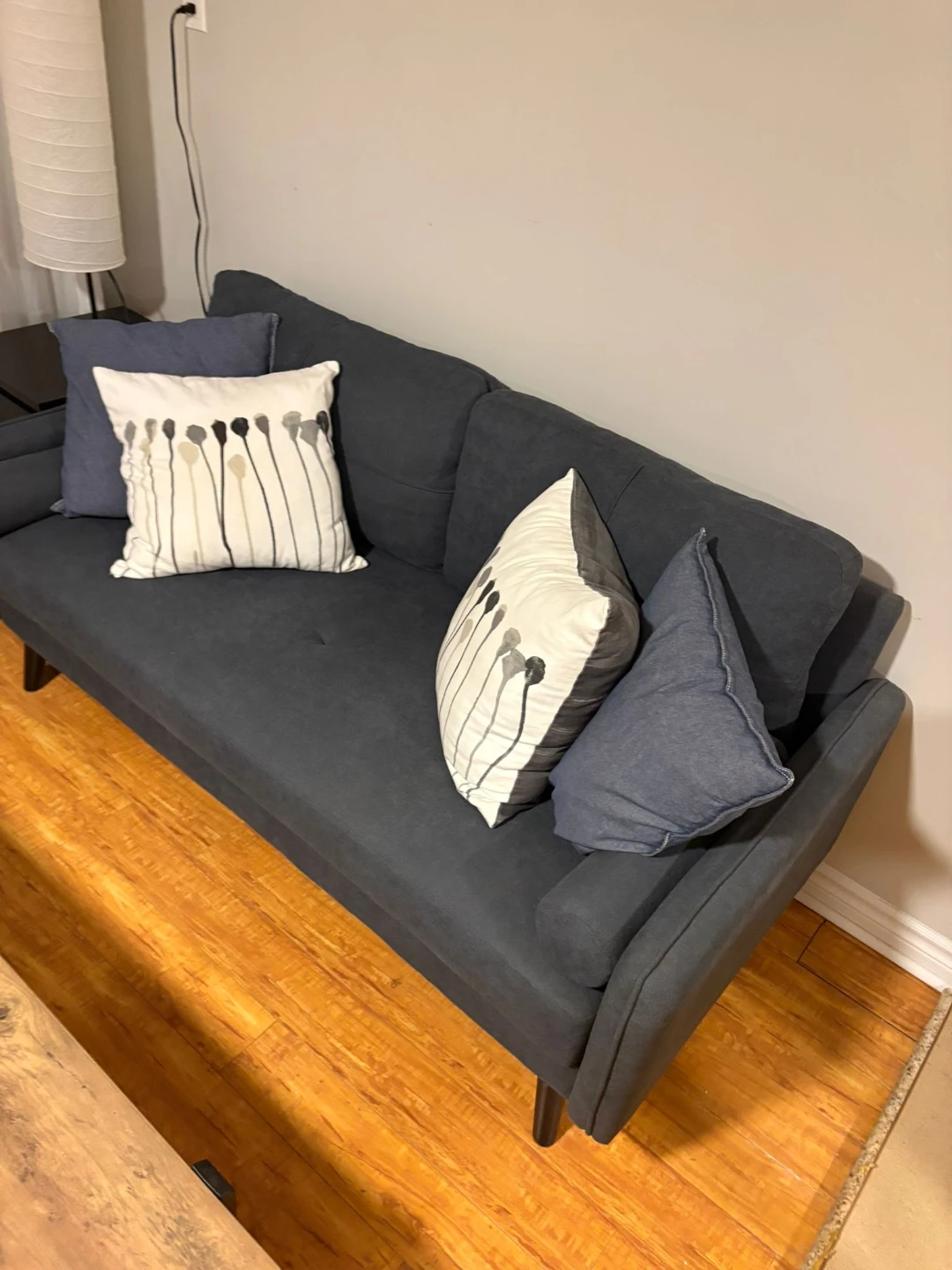 Dark Grey Sofa with Decorative Pillows
