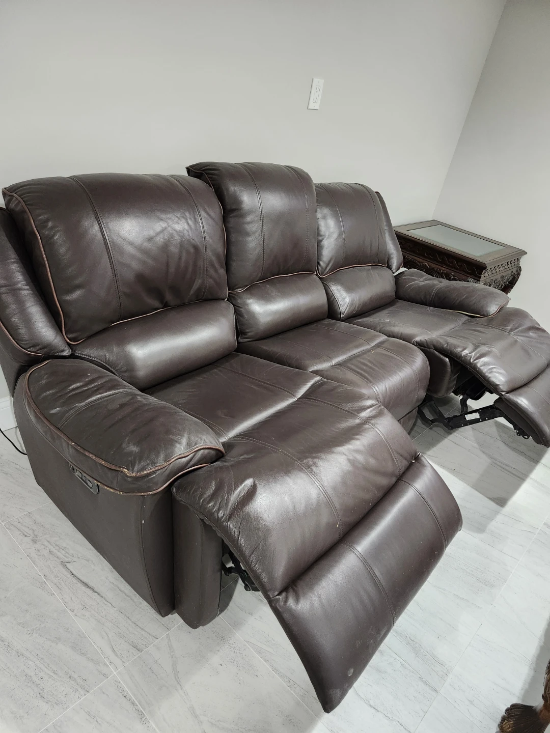 Brown Leather Sectional Recliner Sofa