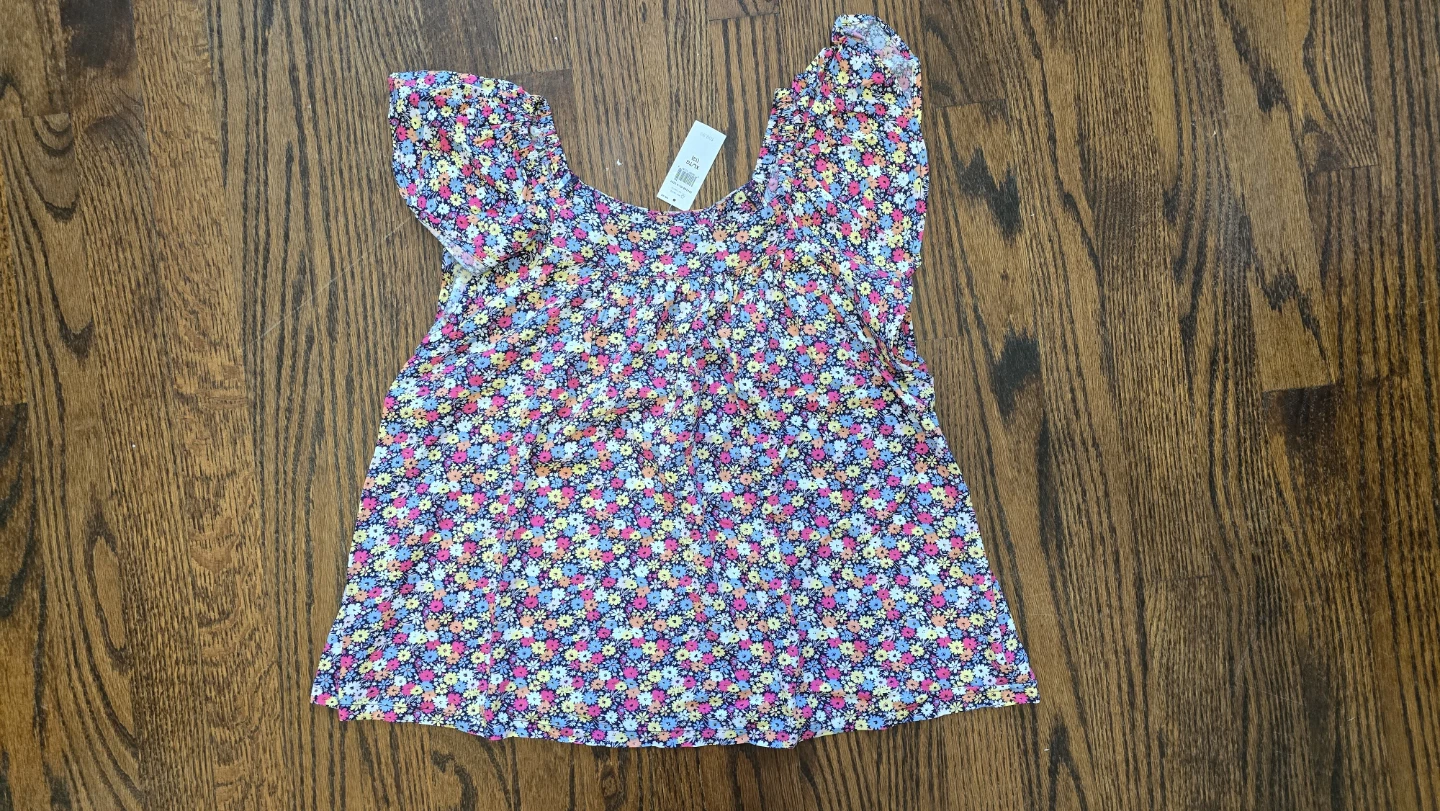 New Gap Girls Floral Flutter Sleeve Top - XL (12y) - photo 3