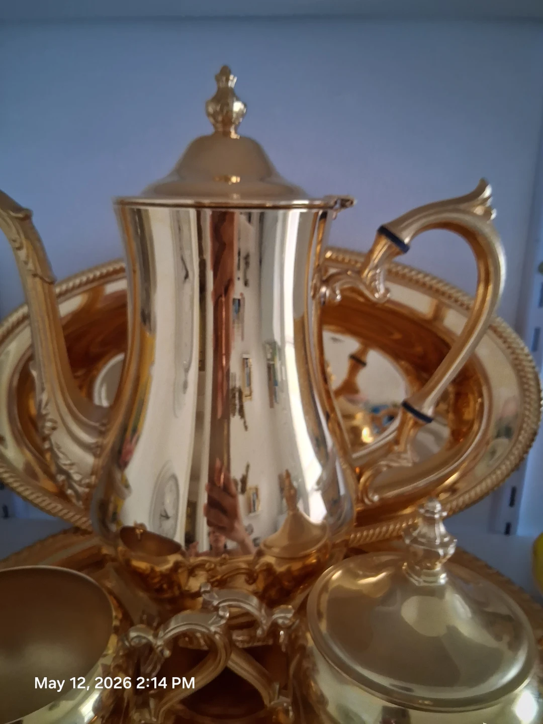 6- piece Gold Coffee or Tea Pot Set with Tray - photo 2