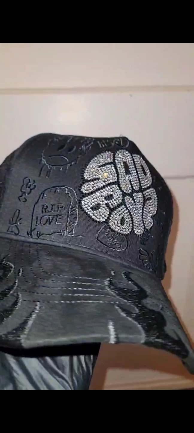 Sad Boys Black Embroidered Graphic Baseball Cap - photo 3