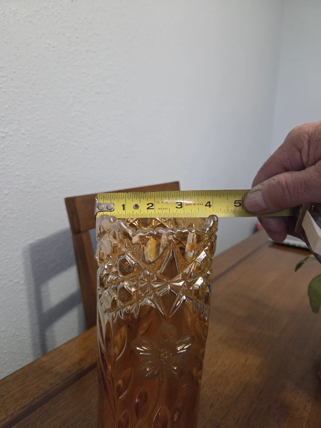 Amber Glass Vase with Floral Embossing - photo 4