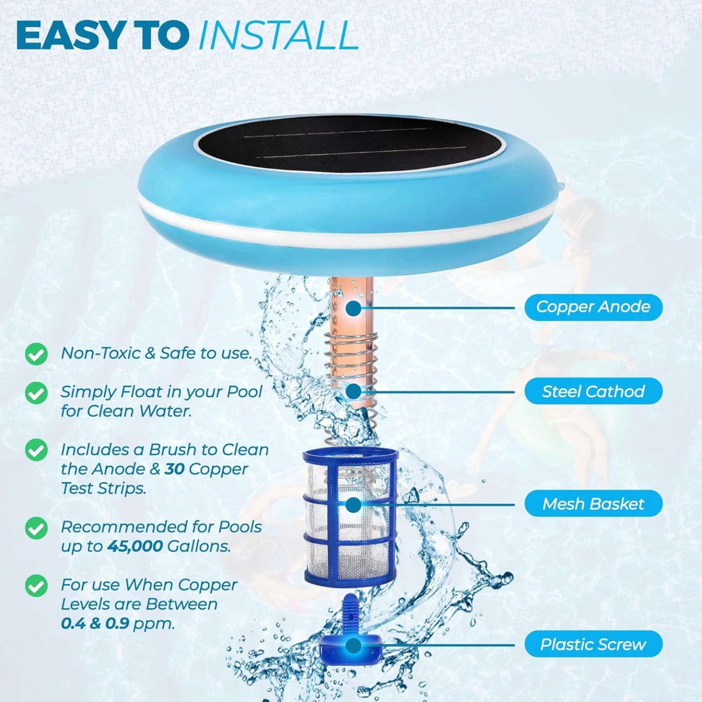 Pool Ionizer - Solar Powered, Blue - photo 3