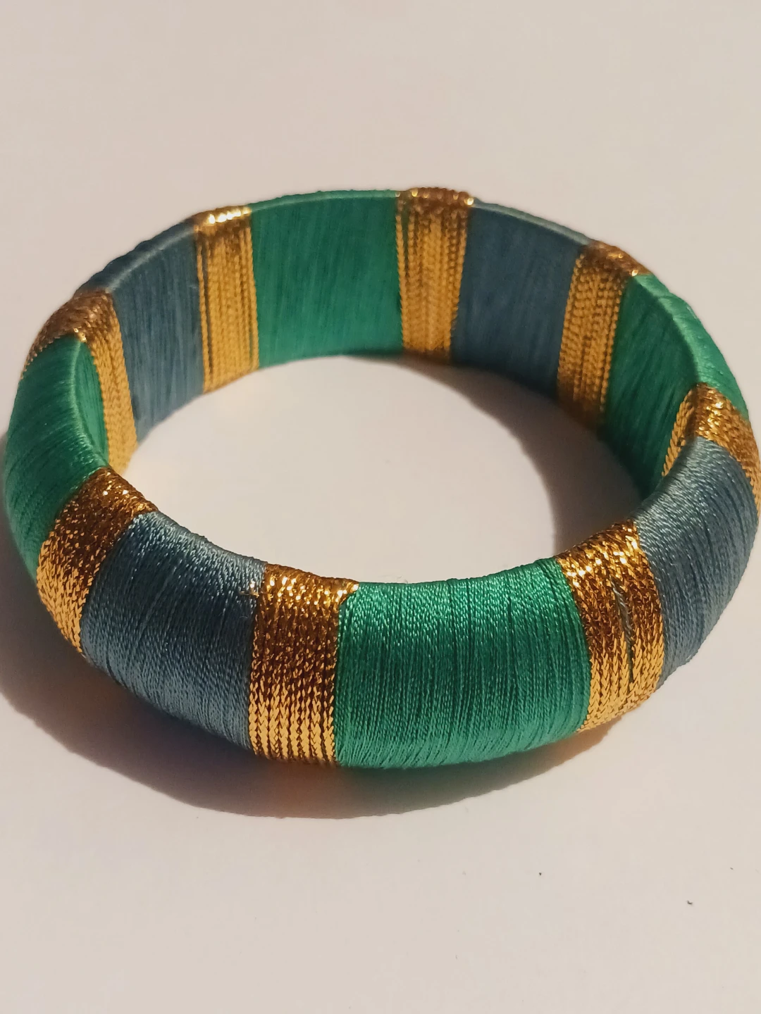 New !!! Green and Teal Silk Thread Bangle