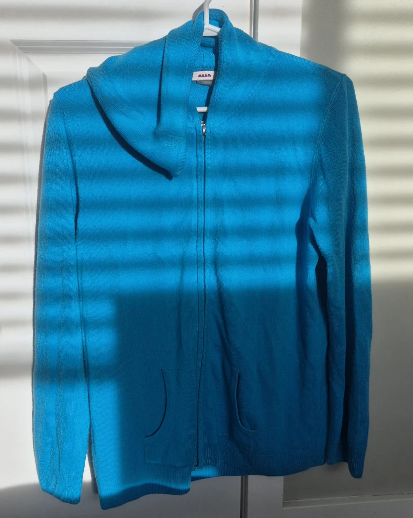 Blue Hooded Zip-Up Sweater. Size L. - photo 2