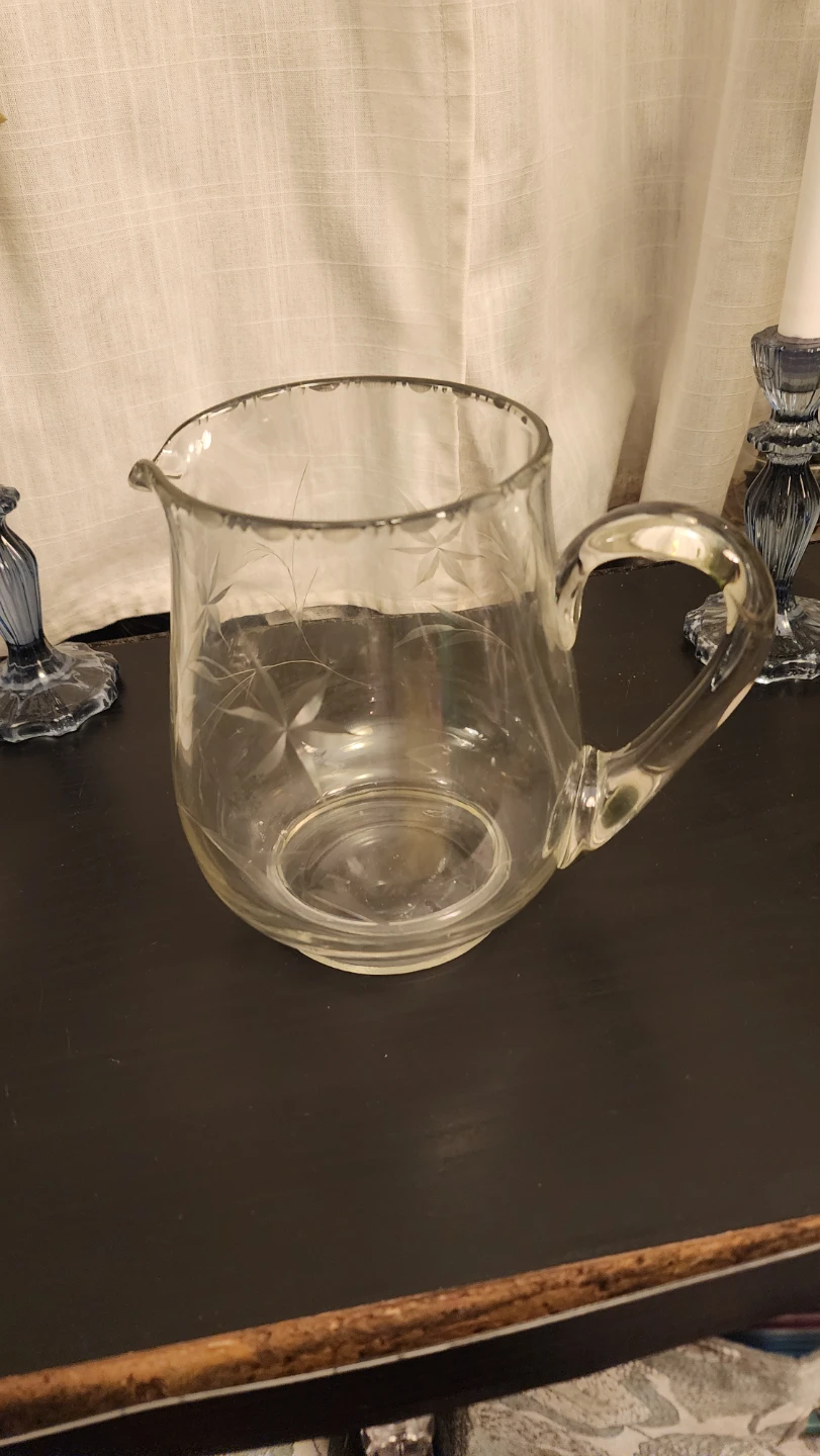Clear Glass Pitcher with Etched Design - photo 2