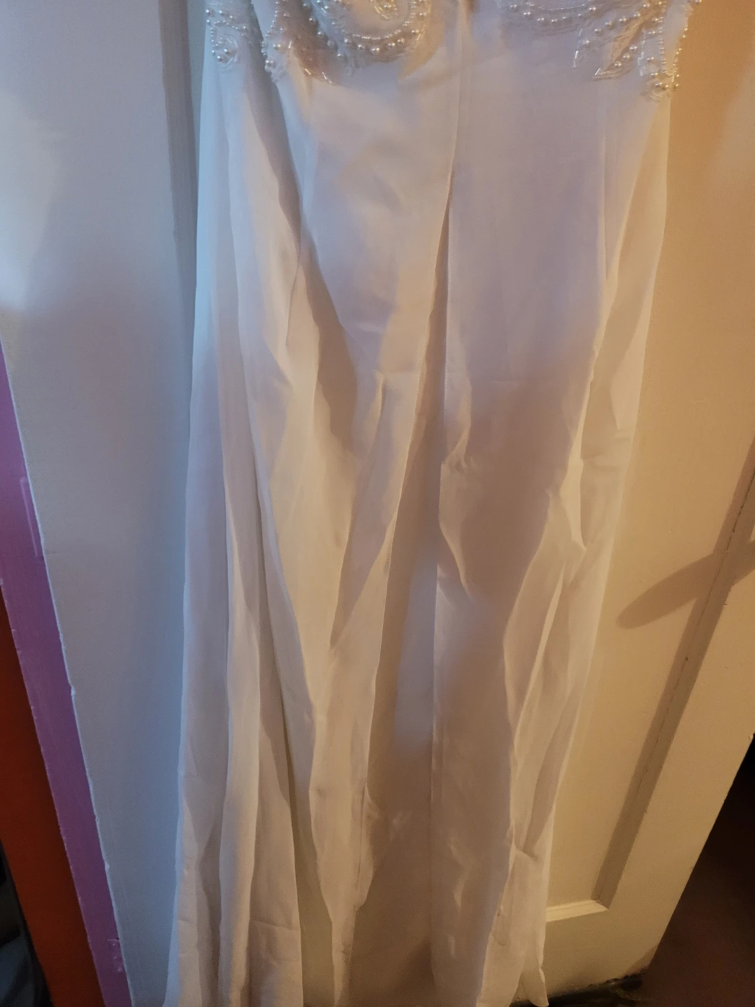 White Beaded Halter Neck Wedding Dress - photo 3
