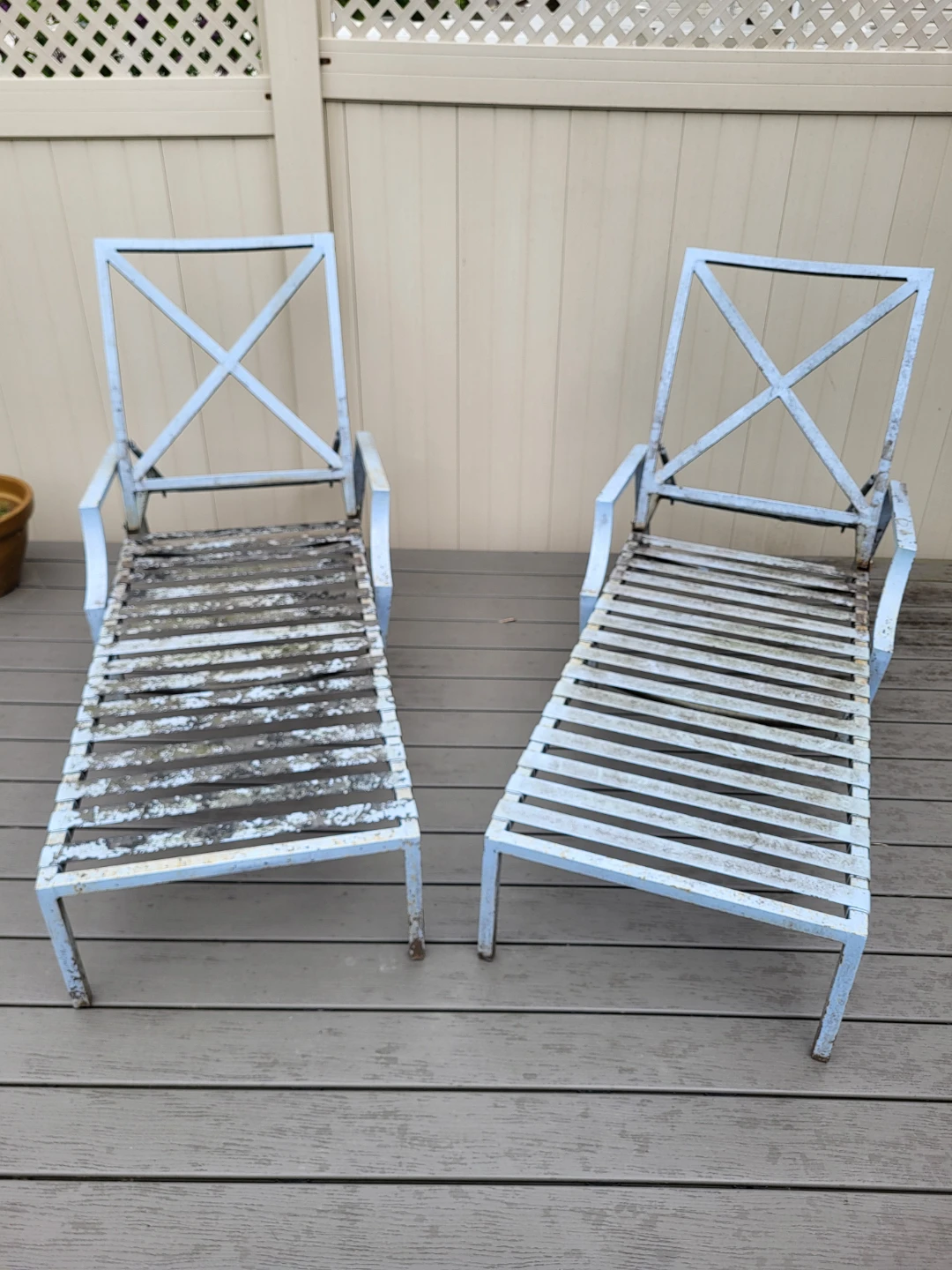 Light Blue Metal Chaise Lounges (Set of 2) - photo 2