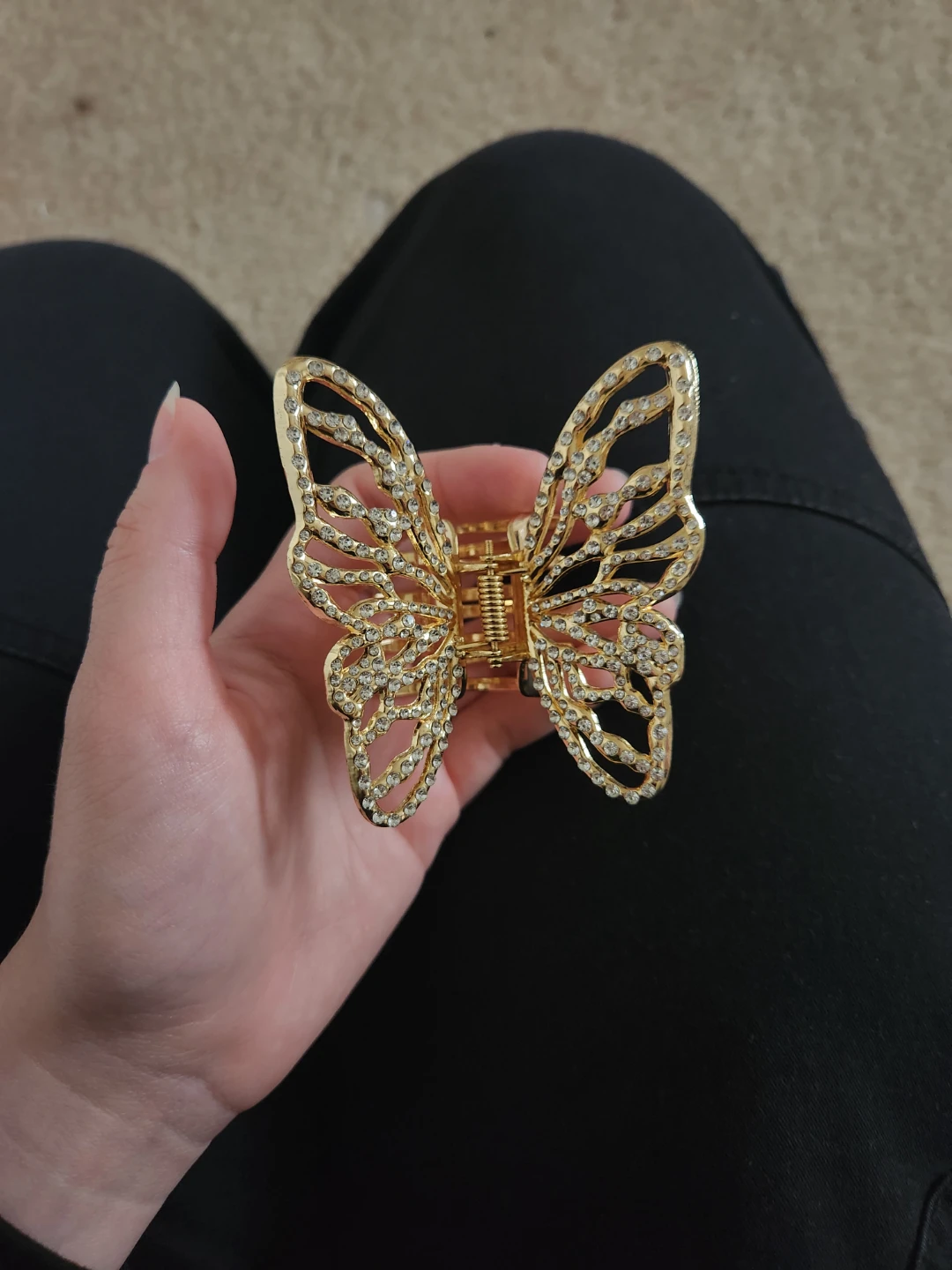 Gold Butterfly Rhinestone Hair Claw Clip