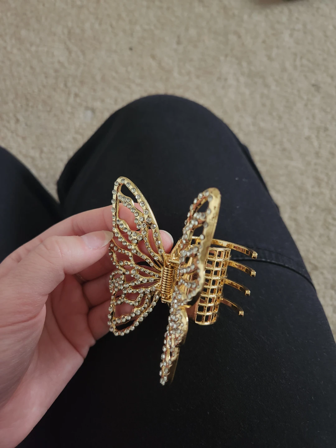 Gold Butterfly Rhinestone Hair Claw Clip - photo 2