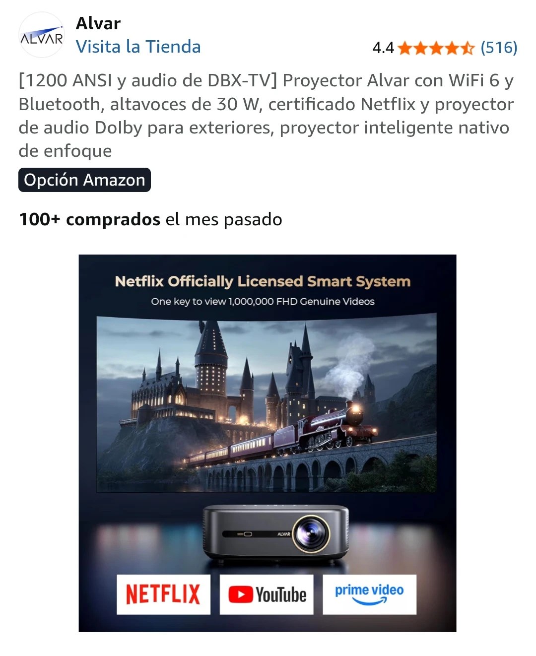 Alvar 1200 ANSI Projector with WiFi 6 & Bluetooth