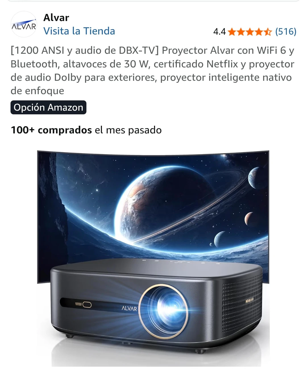 Alvar 1200 ANSI Projector with WiFi 6 & Bluetooth - photo 3